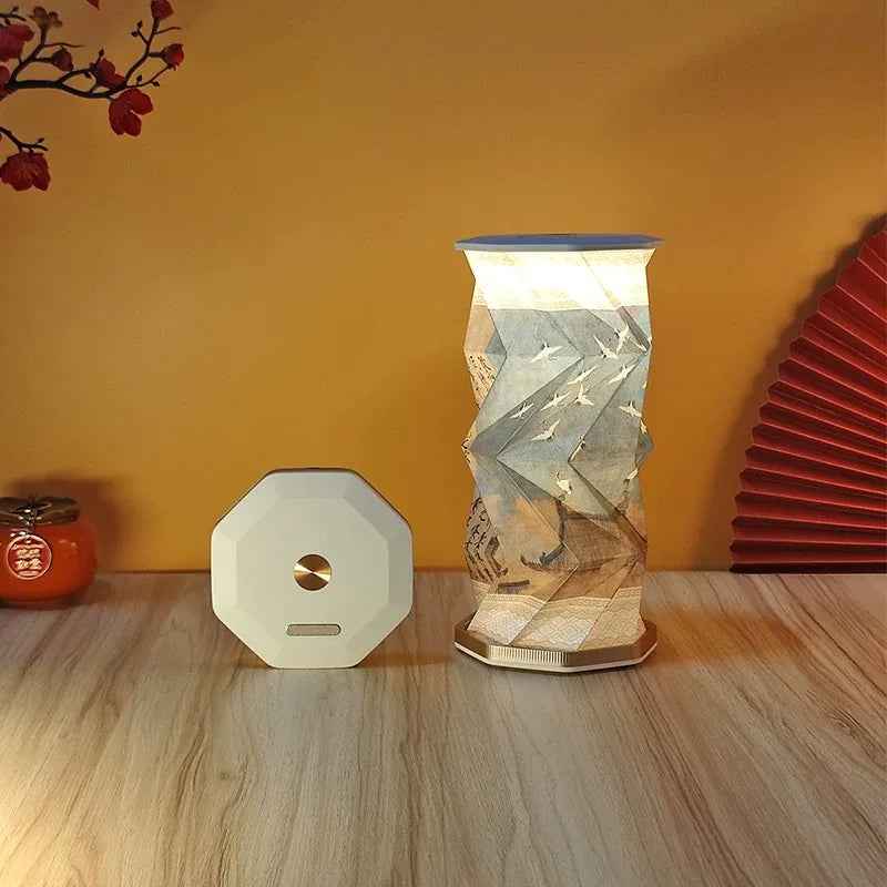 Folding Rotating Lantern Night Light – Chinese Art Scroll Lamp, Rechargeable LED Book Light, Cultural Gift for Home Decor (Song Dynasty Paintings)