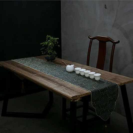 Cloud Brocade Embroidered Tea Table Runner – Chinese Zen Style, Cotton Linen Absorbent Mat for Tea Ceremony, Home Decor