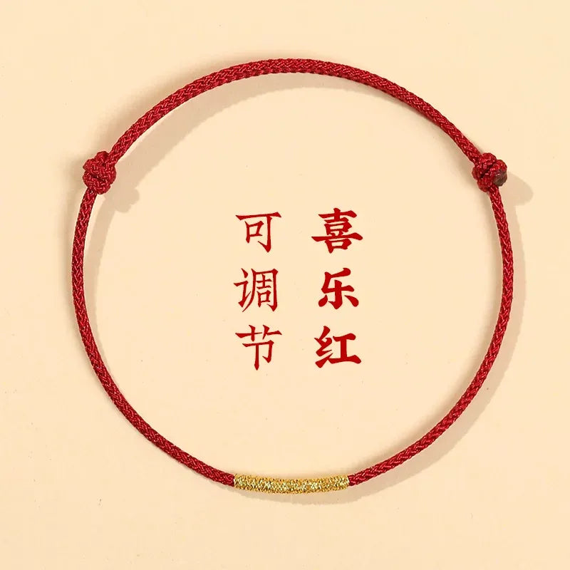 Ben Ming Nian Red String Bracelet – Adjustable Handmade Rope , Chinese Zodiac Protection, Lucky Gift for Couples Families
