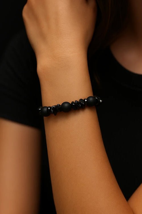 Black Onyx and black chip stone Bead Bracelet - DestinyAxis