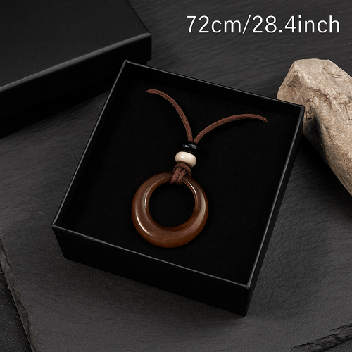 Handcrafted Natural Stone Circle Pendant Necklace Boho Minimalist - DestinyAxis