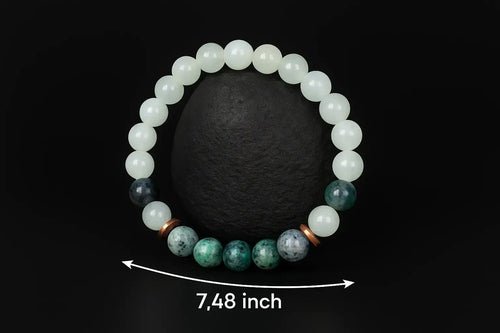 Handmade Natural White and Green Aggregate stone Bead Bracelet - DestinyAxis