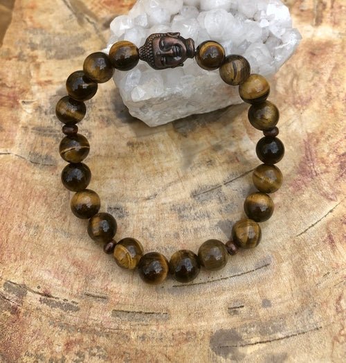 Tiger Eye & Buddha Gemstone Bracelet! Natural Gemstones! - DestinyAxis