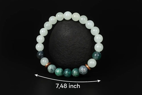 Handmade Natural White and Green Aggregate stone Bead Bracelet