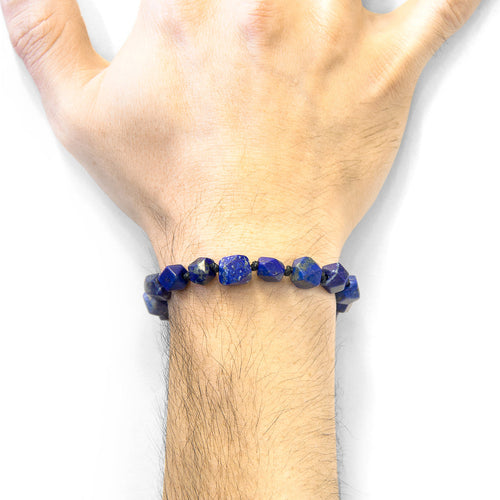 Blue Lapis Lazuli Zebedee Silver and Stone Beaded Macrame Bracelet