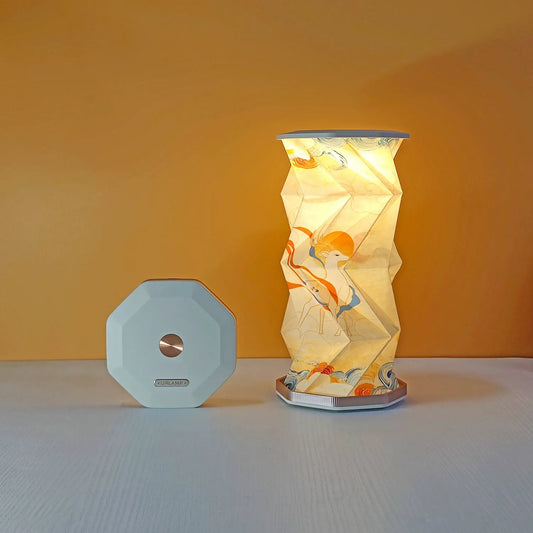 Folding Rotating Lantern Night Light – Chinese Art Scroll Lamp, Rechargeable LED Book Light, Cultural Gift for Home Decor (Song Dynasty Paintings)