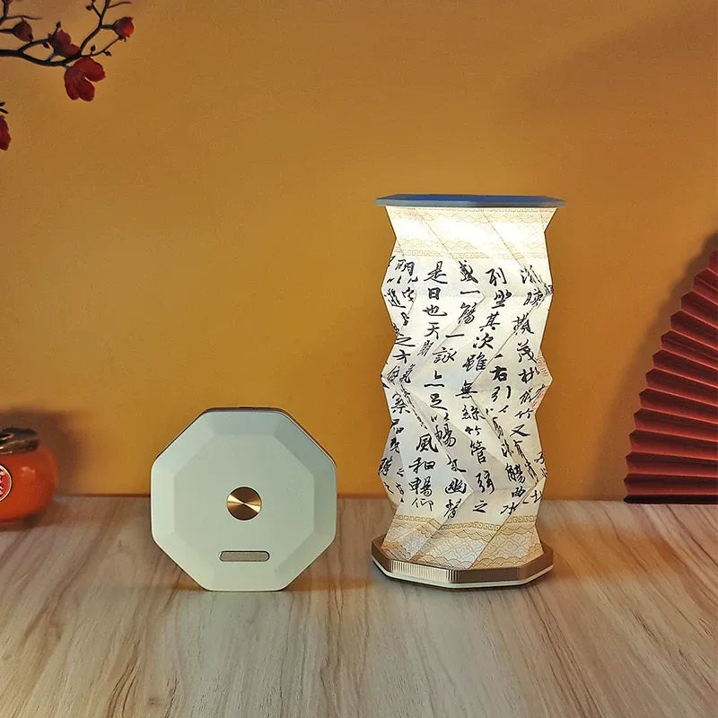 Folding Rotating Lantern Night Light – Chinese Art Scroll Lamp, Rechargeable LED Book Light, Cultural Gift for Home Decor (Song Dynasty Paintings)