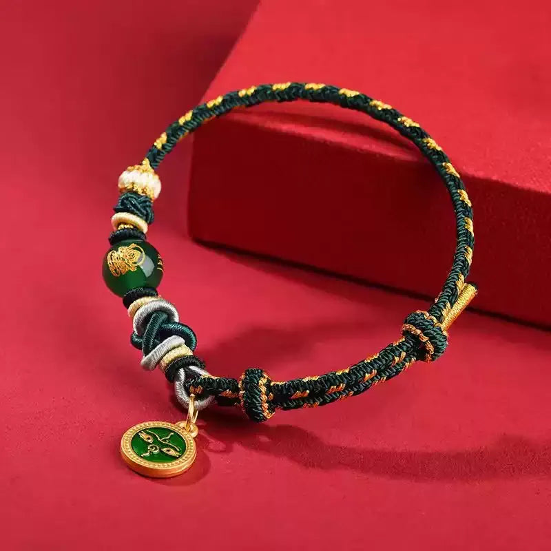 Five Wealth Gods Zodiac Red String Bracelet – 5 Element Colors, Chinese Zodiac Protection, Handmade Adjustable Rope for Men Women (Snake, Horse, Pig, Tiger, Monkey, Dragon & More)