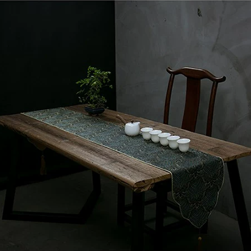 Cloud Brocade Embroidered Tea Table Runner – Chinese Zen Style, Cotton Linen Absorbent Mat for Tea Ceremony, Home Decor
