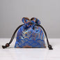 Handmade Embroidered Brocade Drawstring Pouch – Cotton Linen Fukubukuro, Jewelry Storage Bag, Lucky Gift Pouch (Royal Blue, 4 Sizes)