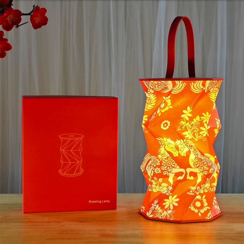 Octagonal Foldable Projection Lantern – Portable Chinese Gift, Battery Operated, Soft Warm Light, Reusable for Cultural Souvenir