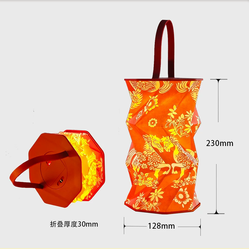 Octagonal Foldable Projection Lantern – Portable Chinese Gift, Battery Operated, Soft Warm Light, Reusable for Cultural Souvenir