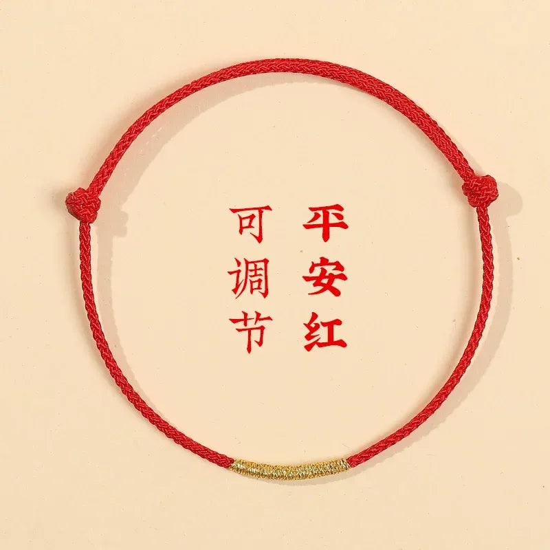 Ben Ming Nian Red String Bracelet – Adjustable Handmade Rope , Chinese Zodiac Protection, Lucky Gift for Couples Families