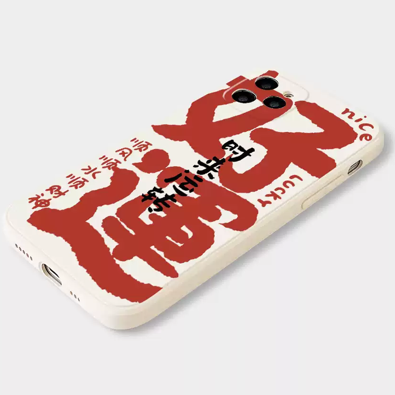 Chinese Calligraphy iPhone Case – Silicone Soft Cover, East Style Protective Phone Case for iPhone 16/17 Series