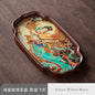Dunhuang Flying Apsaras Glass Tea Tray – Chinese Style Dry Tea Tray, Handcrafted Dish for Tea Ceremony, Snacks or Fruit, 3 Sizes
