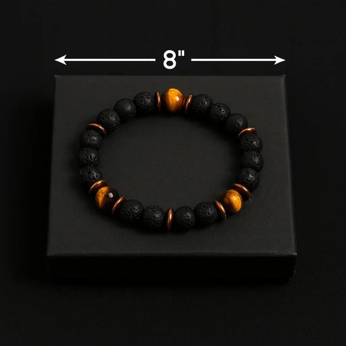 Black Lava and Tiger eye stone Bead Bracelet - DestinyAxis