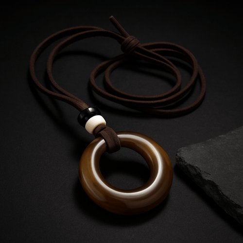 Handcrafted Natural Stone Circle Pendant Necklace Boho Minimalist - DestinyAxis