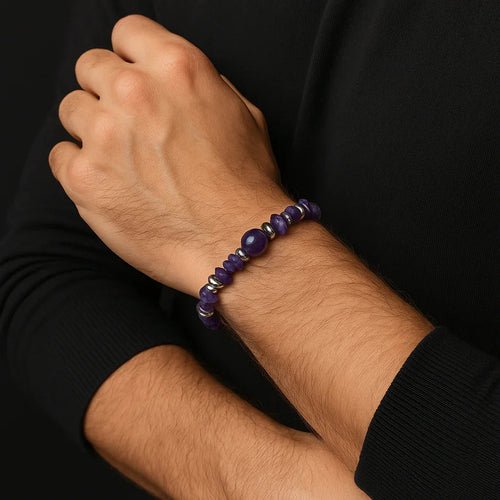 Handmade Natural Blue stone and chip Bead Bracelet - DestinyAxis