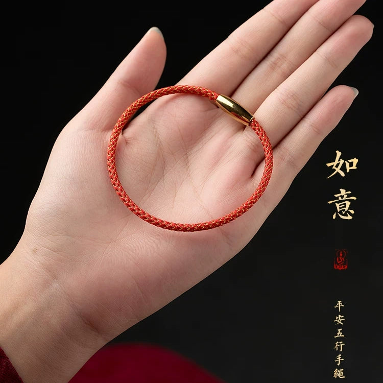 Five Element Dragon Scale Bracelet – Wood, Fire, Earth, Metal, Water Colors, Chinese Zodiac Protection, Handmade Rope for Men Women