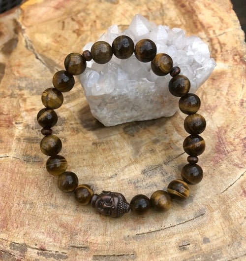 Tiger Eye & Buddha Gemstone Bracelet! Natural Gemstones! - DestinyAxis