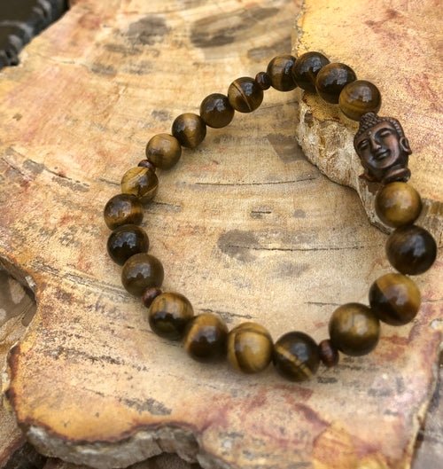 Tiger Eye & Buddha Gemstone Bracelet! Natural Gemstones! - DestinyAxis